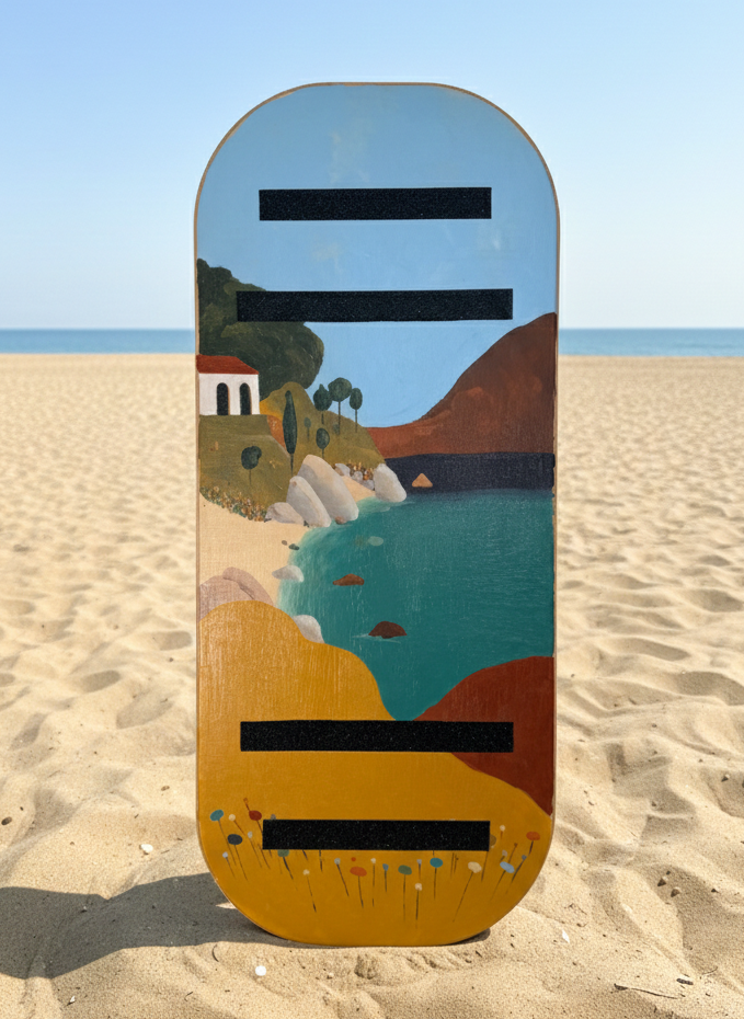 Tabla de equilibrio con diseño de la Costa Brava pintado a mano por Mena Marcona