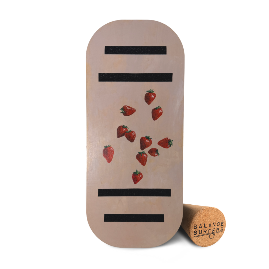 Tabla de equilibrio de madera natural para adultos modelo Fresas de la línea Surfers Edición Minimal